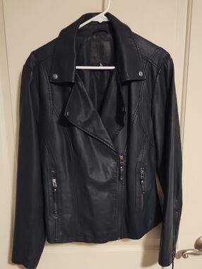 Max Studio Black Faux Leather Women's Jacket XL